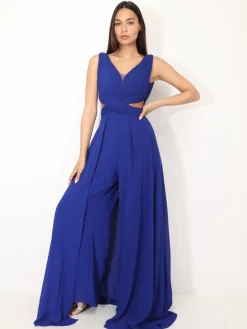 Clearance La Modeuse Combinaison cérémonie cut-out et drapée Bleu