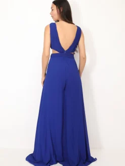 Clearance La Modeuse Combinaison cérémonie cut-out et drapée Bleu