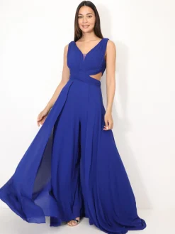 Clearance La Modeuse Combinaison cérémonie cut-out et drapée Bleu