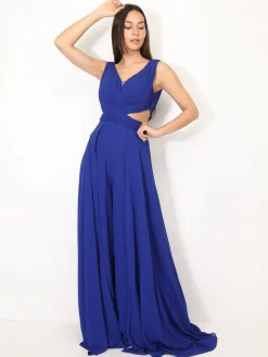 Clearance La Modeuse Combinaison cérémonie cut-out et drapée Bleu