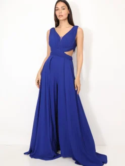 Clearance La Modeuse Combinaison cérémonie cut-out et drapée Bleu