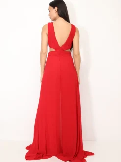 La Modeuse Combinaison cérémonie cut-out et drapée Rouge