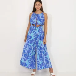 Best La Modeuse Combinaison cut out à motif cachemire Bleu