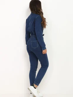 Clearance La Modeuse Combinaison en jeans style utilitaire Bleufoncé