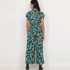 Outlet La Modeuse Combinaison fluide à imprimé feuilles