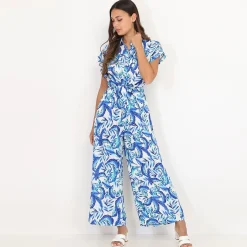 Clearance La Modeuse Combinaison fluide à imprimé feuilles