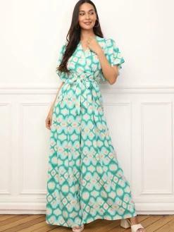 La Modeuse Combinaison fluide à motif rétro Vert
