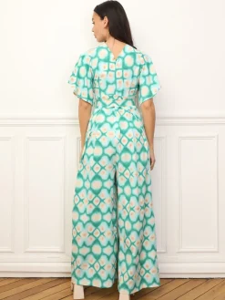 La Modeuse Combinaison fluide à motif rétro Vert