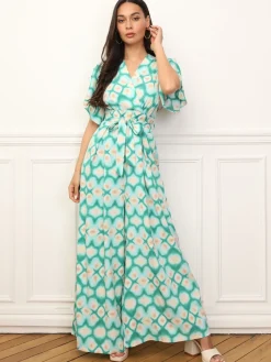 La Modeuse Combinaison fluide à motif rétro Vert