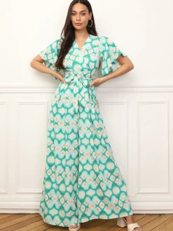 La Modeuse Combinaison fluide à motif rétro Vert