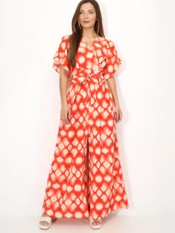 Best La Modeuse Combinaison fluide à motif rétro Orange