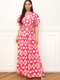 La Modeuse Combinaison fluide à motif rétro Rouge