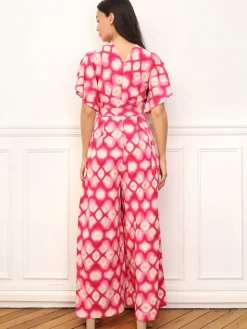 La Modeuse Combinaison fluide à motif rétro Rouge