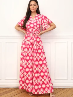 La Modeuse Combinaison fluide à motif rétro Rouge