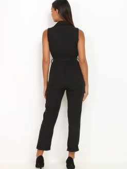 Online La Modeuse Combinaison sans manches style blazer Noir