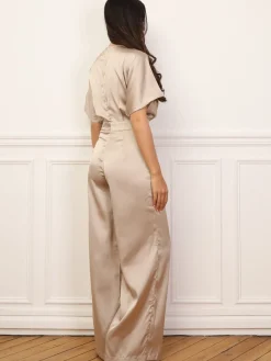 Discount La Modeuse Combinaison satinée à effet portefeuille Dorérose
