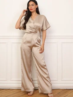 Discount La Modeuse Combinaison satinée à effet portefeuille Dorérose
