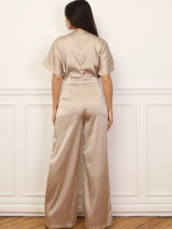 Discount La Modeuse Combinaison satinée à effet portefeuille Dorérose