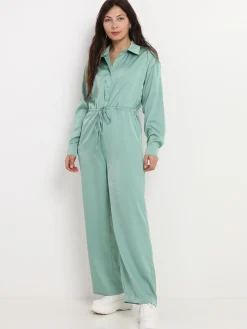Best La Modeuse Combinaison satinée à pantalon évasé Vert