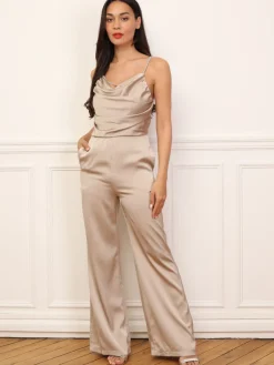 New La Modeuse Combinaison satinée à strass et drapé Dorérose