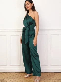 New La Modeuse Combinaison satinée et asymétrique Vertfoncé