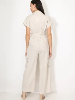 Outlet La Modeuse Combinaison style cargo à nouer Beige
