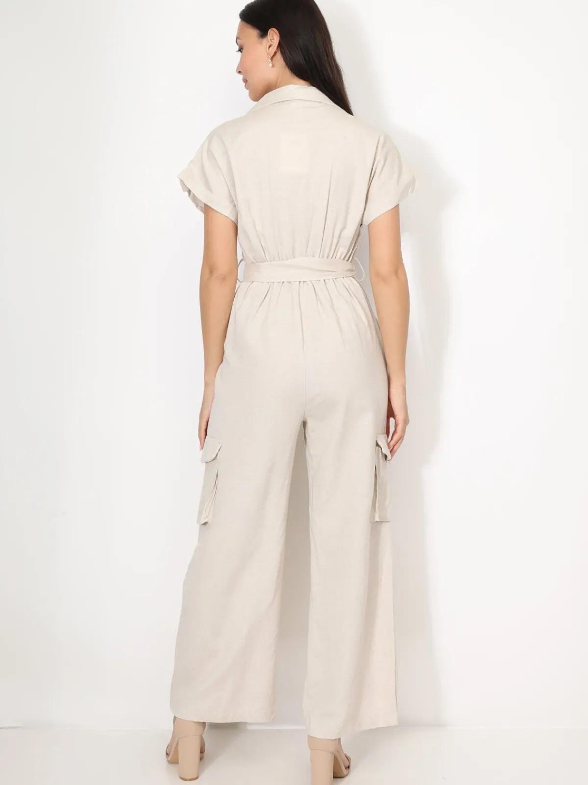 Outlet La Modeuse Combinaison style cargo à nouer Beige