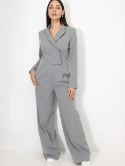 Outlet La Modeuse Combinaison style ensemble costume Gris