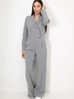 Outlet La Modeuse Combinaison style ensemble costume Gris