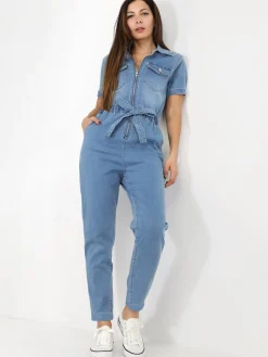 New La Modeuse Combinaison style utilitaire en jeans Bleu
