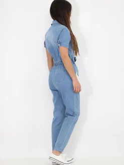 New La Modeuse Combinaison style utilitaire en jeans Bleu
