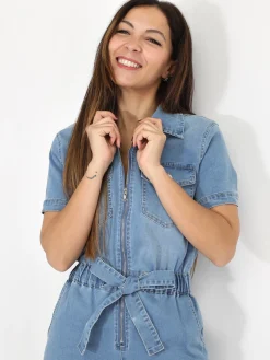 New La Modeuse Combinaison style utilitaire en jeans Bleu