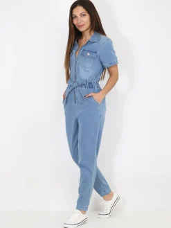 New La Modeuse Combinaison style utilitaire en jeans Bleu