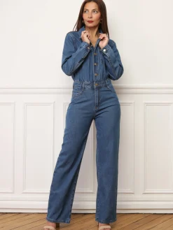 Best La Modeuse Combinaison style utilitaire en denim Bleufoncé