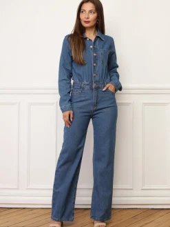 Best La Modeuse Combinaison style utilitaire en denim Bleufoncé