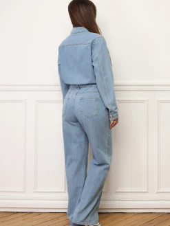 Sale La Modeuse Combinaison style utilitaire en denim Bleu