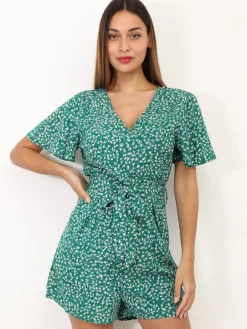 La Modeuse Combi-short à imprimé floral Vert