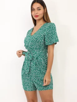 La Modeuse Combi-short à imprimé floral Vert