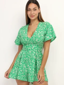 Best La Modeuse Combi-short à imprimé petites fleurs Vert