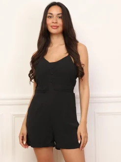 Sale La Modeuse Combi-short cintré à boutons Noir