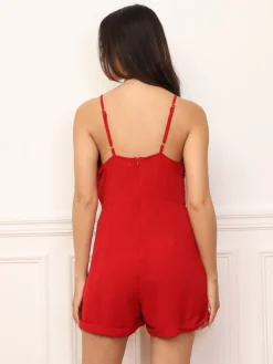 Clearance La Modeuse Combi-short cintré à boutons Rouge