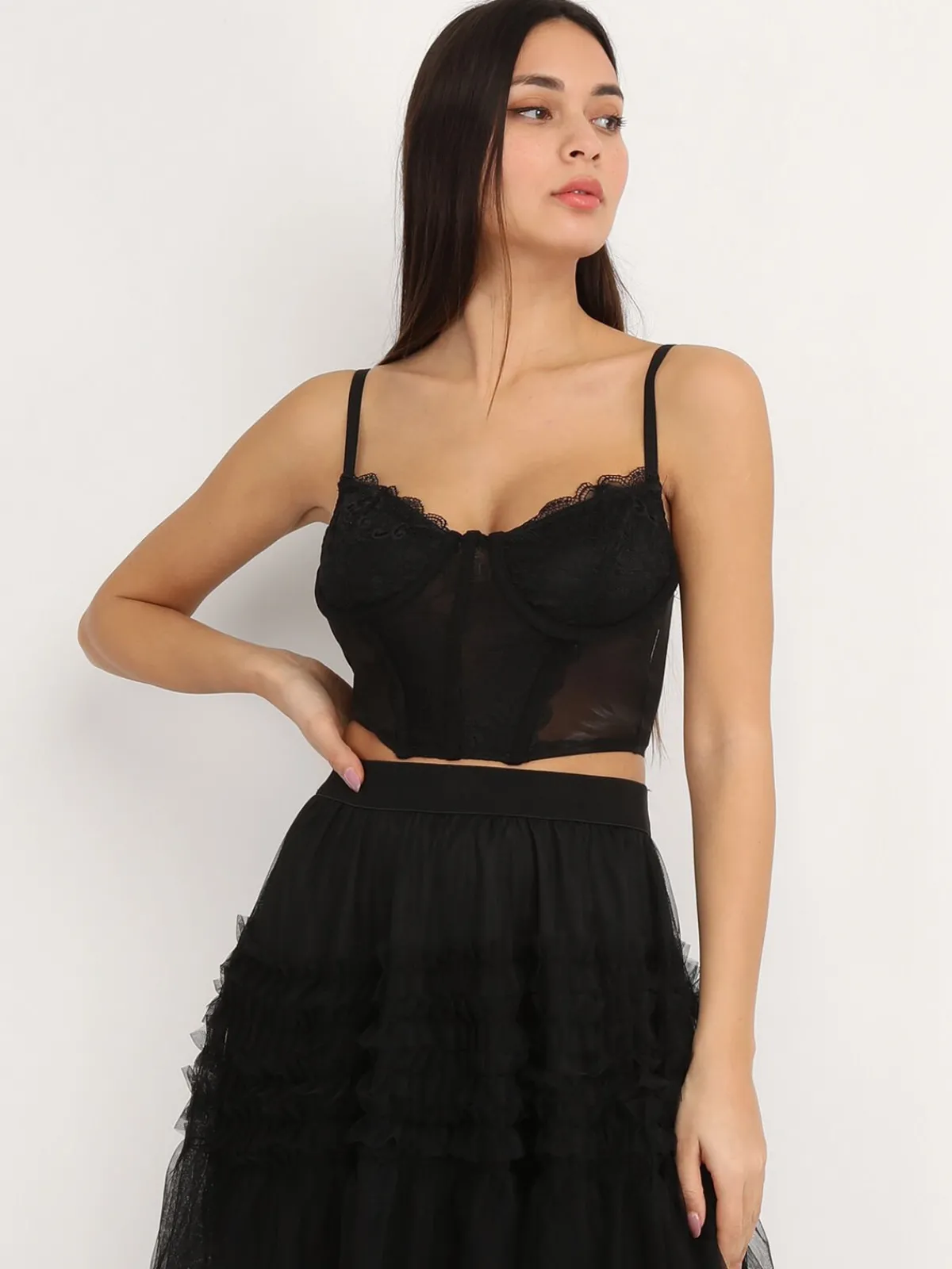 Best La Modeuse Corset à dentelle et armatures Noir
