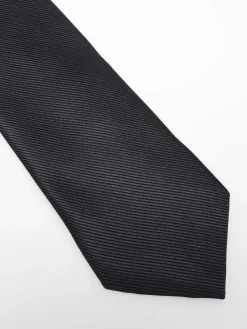 Outlet La Modeuse Cravate satinée et texturée Noir
