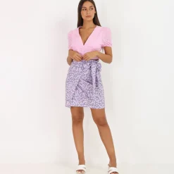 Outlet La Modeuse Crop top à broderie anglaise Fuchsia
