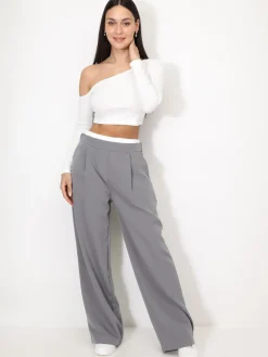Best La Modeuse Crop top à manches asymétriques Blanc