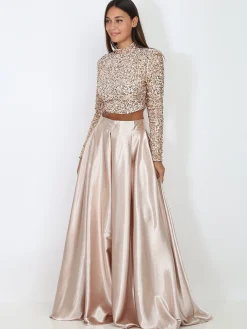 Clearance La Modeuse Crop top à sequins Beige