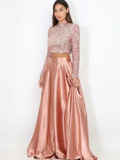 Best La Modeuse Crop top à sequins Rose