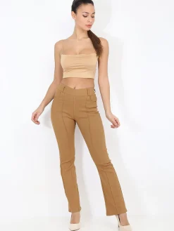 Discount La Modeuse Crop top bandeau à fines bretelles Beige