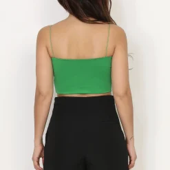 La Modeuse Crop top bandeau à fines bretelles Vert