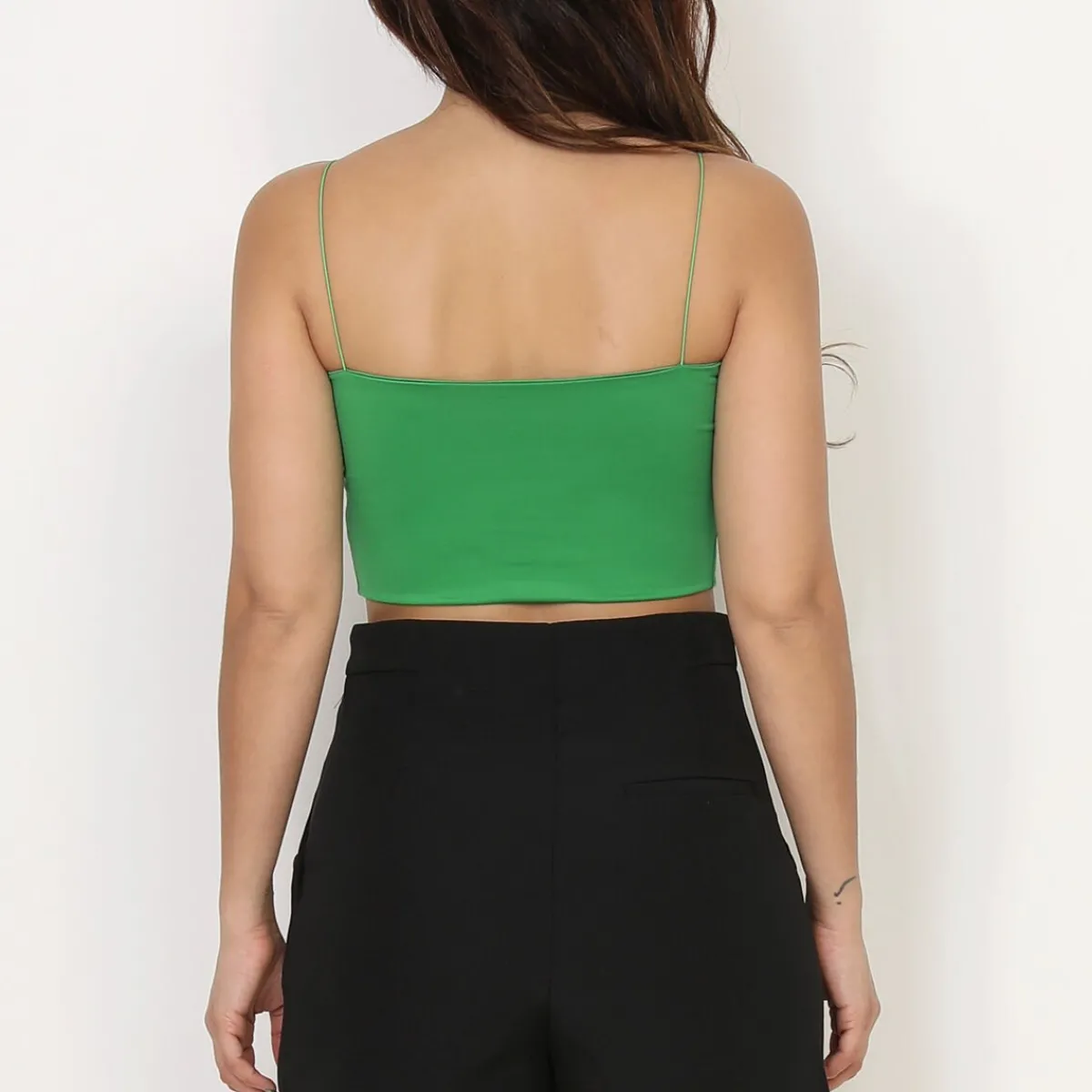 La Modeuse Crop top bandeau à fines bretelles Vert